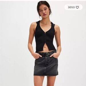 Free People Levi's Icon Black Mini Denim Skirt